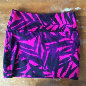 Express pink leaf print cotton miniskirt